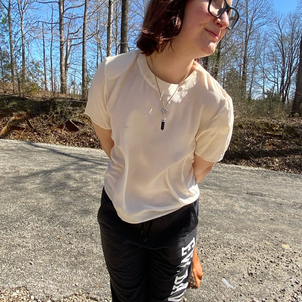 Anna and Frank Cream Vintage Tunic Blouse with Shoulder Pads